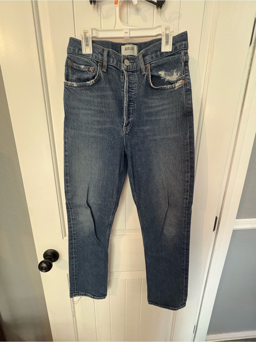 AGOLDE Women’s Dark Blue Straight-Leg Jeans